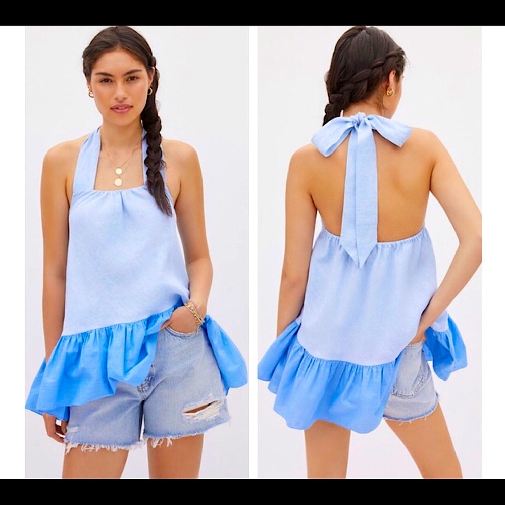 ANTHROPOLOGIE Sachin & Babi Linen Halter Blouse